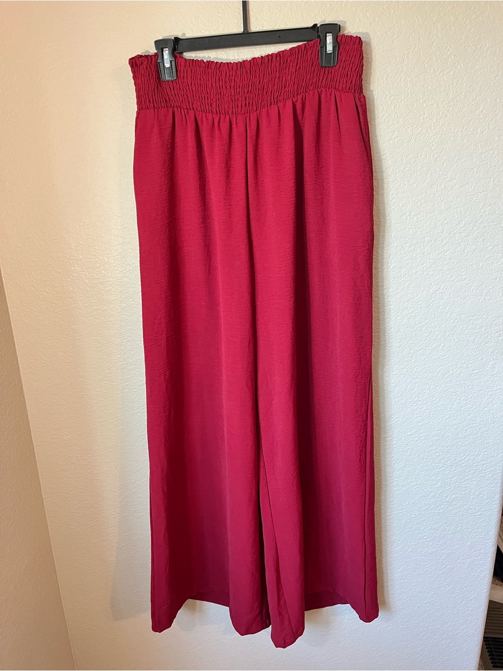 Dokotoo XL Berry Red Wide Leg Palazzo Pants With Pockets Boho Vacation Beach